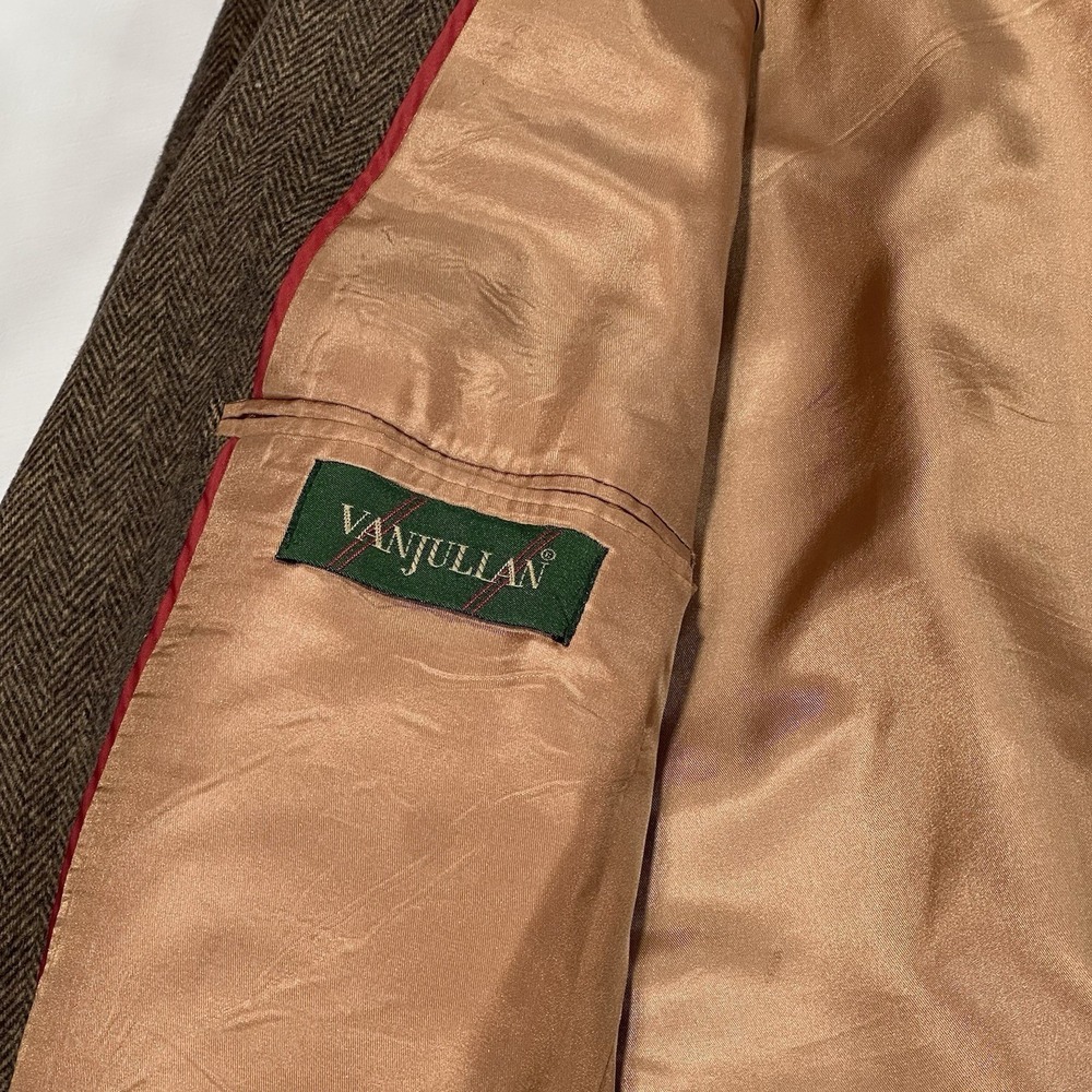 Van Jullen Brown CAMEL HAIR HERRINGBONE Sport Coat Blazer Jacket 40R Vintage - Picture 7 of 13